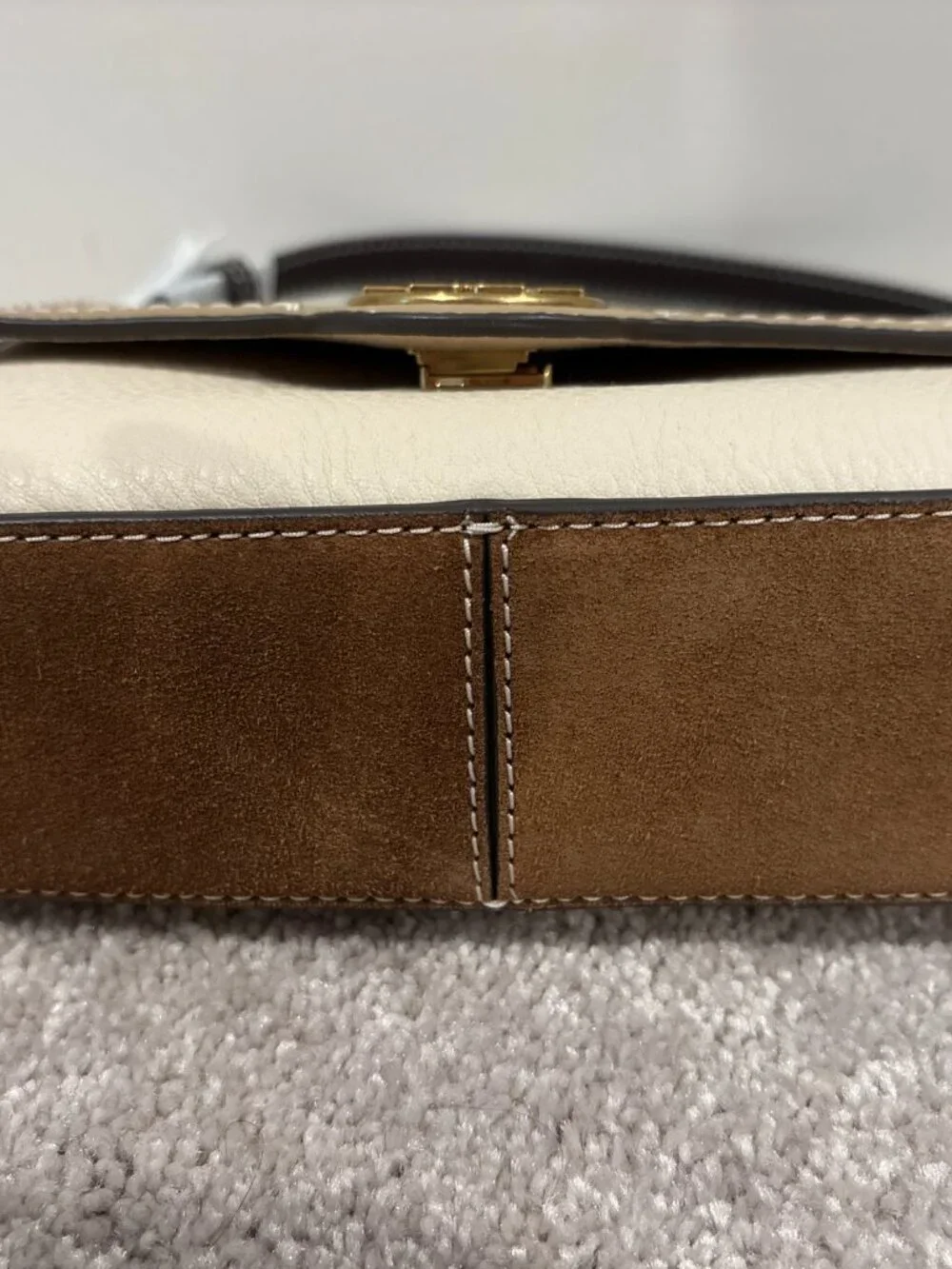 NEW Tory Burch Felix Mini Shoulder Flap Bag Taupe Brown White Black Gold